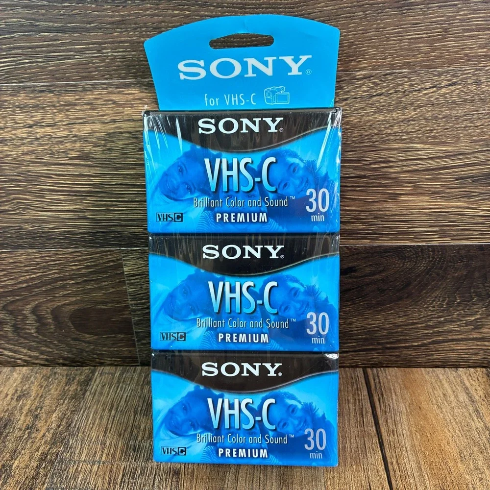 Sony VHS-C Premium 30 Min Blank Video Cassette Tapes 3-Pack Sealed TC-30VHGL